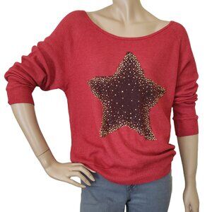 The Classic Star Studded Waffle Knit Pull Over SZ M